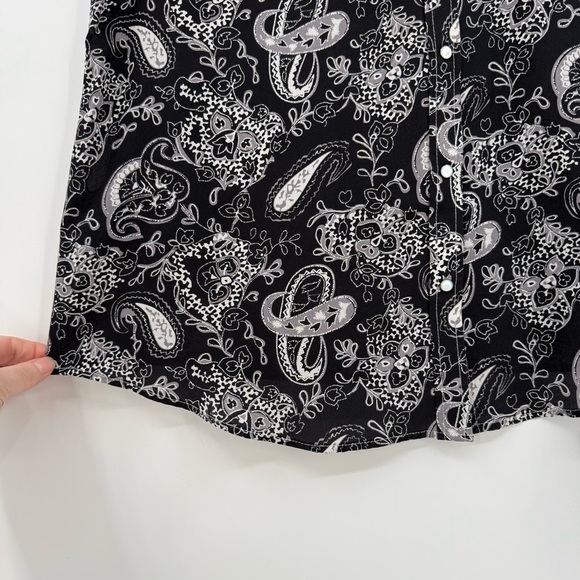 Ryan Michael Silk Paisley Print Western Snap 100% Silk Pearl Snap Shirt Size L - Picture 9 of 14